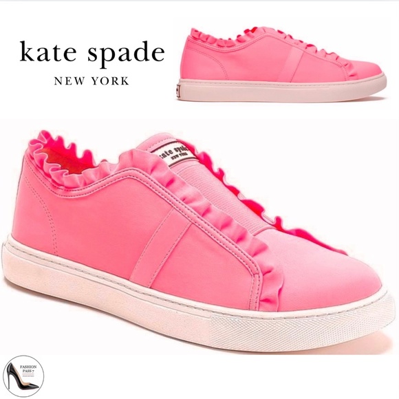 Kate Spade Lance Neon Pink Slip On Ruffled Fashion Sneakers Comfortable Loafer 6 - Picture 1 of 11
